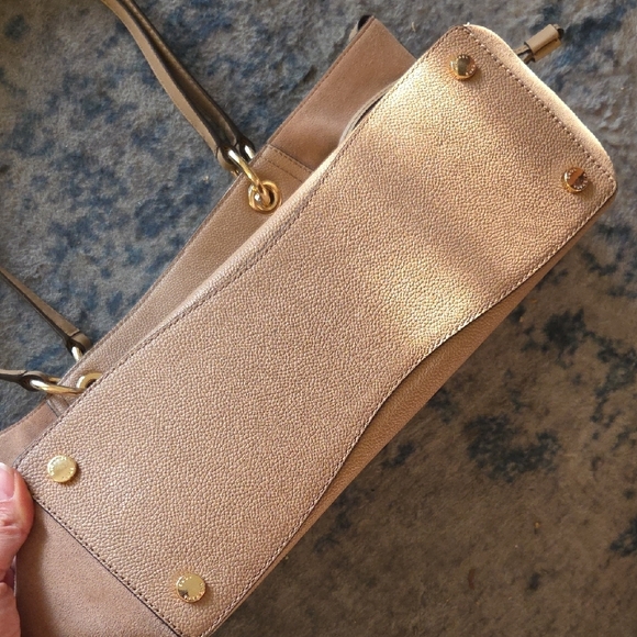Michael Kors Taupe Leather Tote with Gold Hardware - Picture 4 of 5
